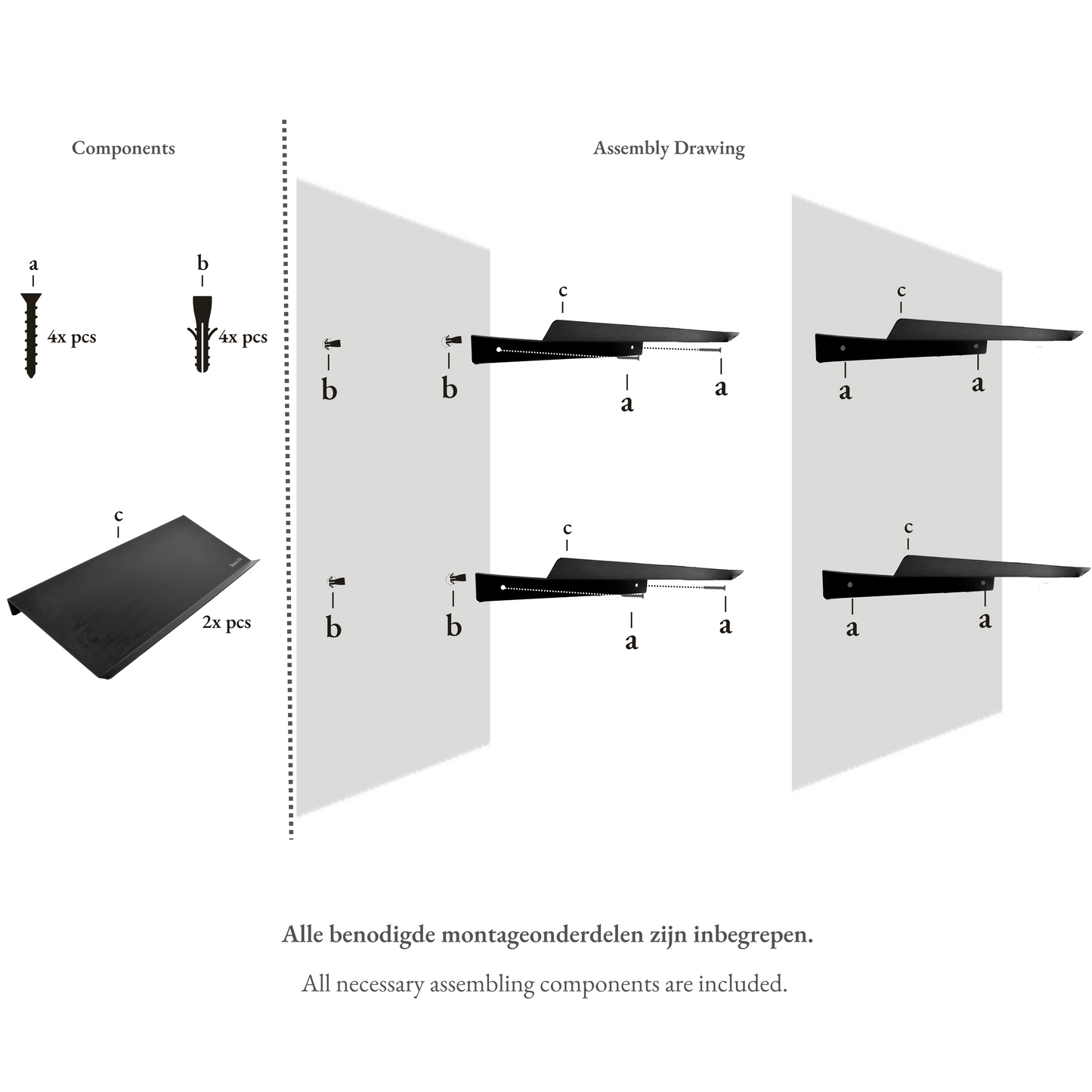 Set of 2 black metal shelves