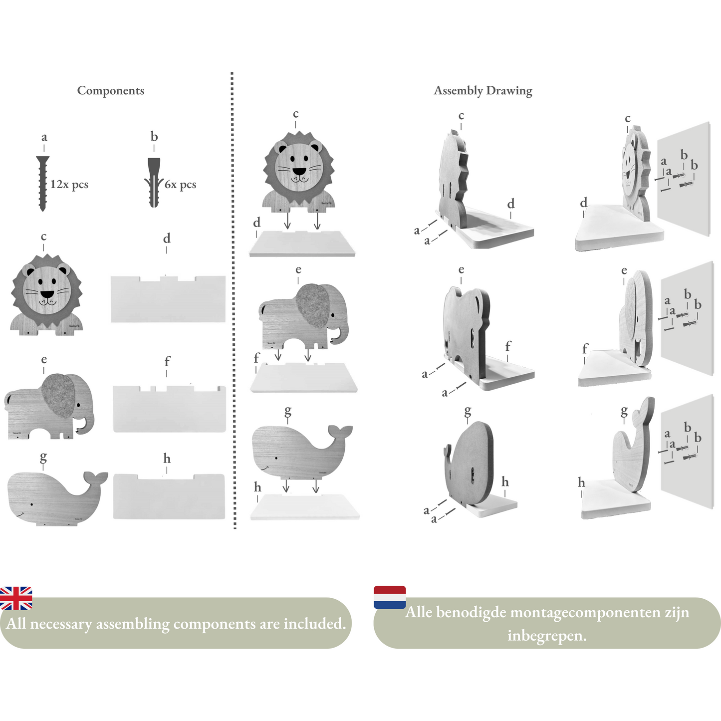 Dieren wandplanken kinderkamer